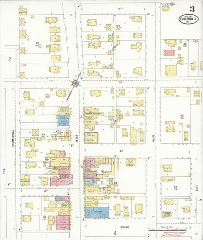 Sanborn Fire Insurance Map from Cloverdale, Sonoma County, California (1911), Sheet #0003 - Complete Map Set gallery image, historic Sanborn map, vintage wall art, California California