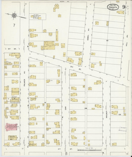 Sanborn Fire Insurance Map from Corinth, Saratoga County, New York (1912), Sheet #0009 - Historic Sanborn Fire Insurance Map Print, vintage old map wall art, antique decor, genealogy gift, New York New York map