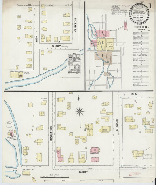Sanborn Fire Insurance Map from Warsaw, Wyoming County, New York (1892), Sheet #0001 - Complete Map Set gallery image, historic Sanborn map, vintage wall art, New York New York