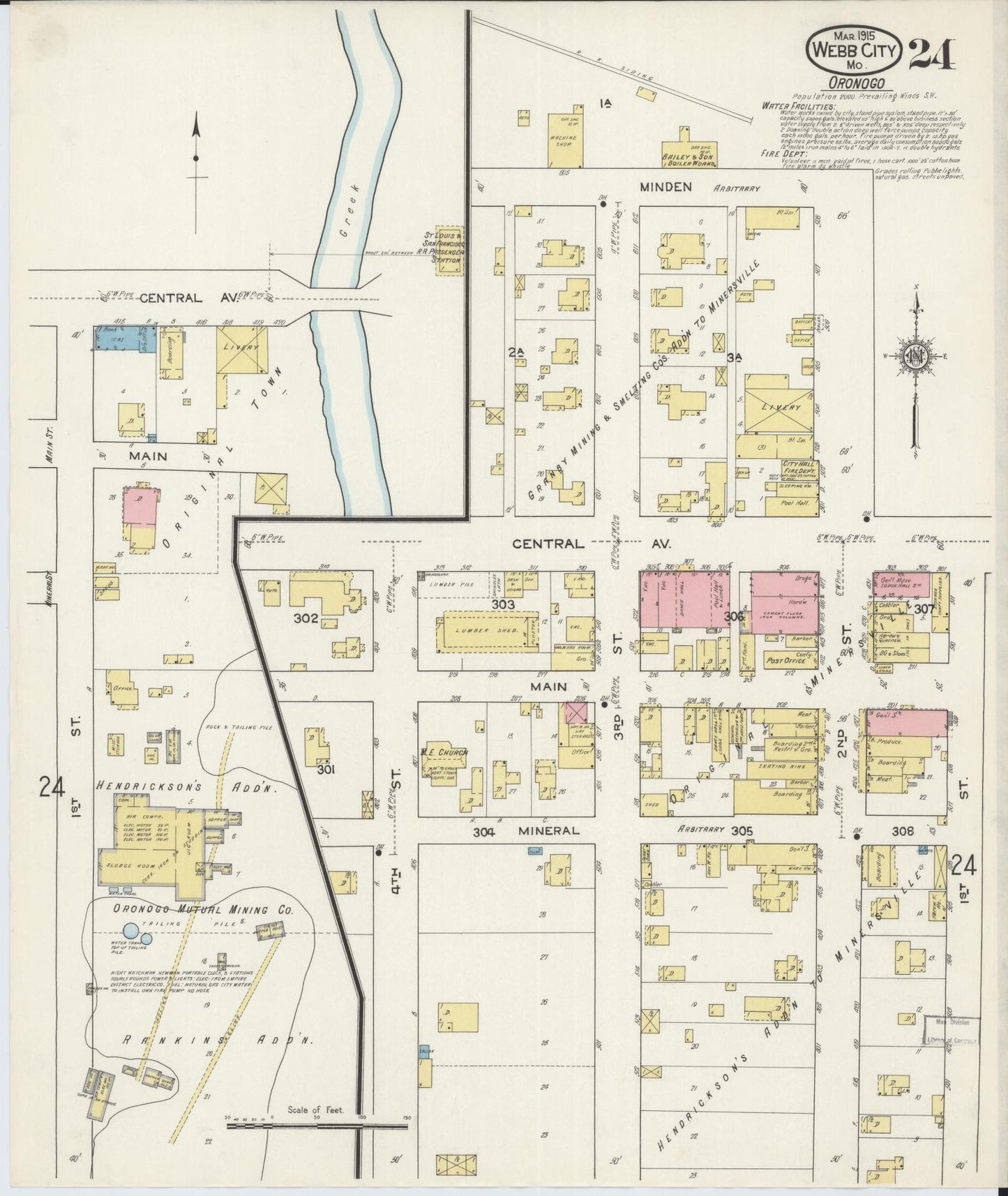 Sanborn Fire Insurance Map from Webb City, Jasper County, Missouri (1915), Sheet #0024 - Complete Map Set gallery image, historic Sanborn map, vintage wall art, Missouri Missouri