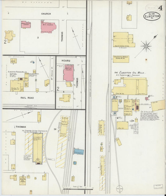 Sanborn Fire Insurance Map from Elberton, Elbert County, Georgia (1898), Sheet #0004 - Historic Sanborn Fire Insurance Map Print, vintage old map wall art, antique decor, genealogy gift, Georgia Georgia map
