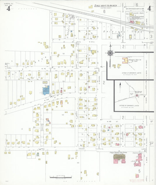 Sanborn Fire Insurance Map from Eureka, Woodford County, Illinois (1941), Sheet #0004 - Historic Sanborn Fire Insurance Map Print, vintage old map wall art, antique decor, genealogy gift, Illinois Illinois map