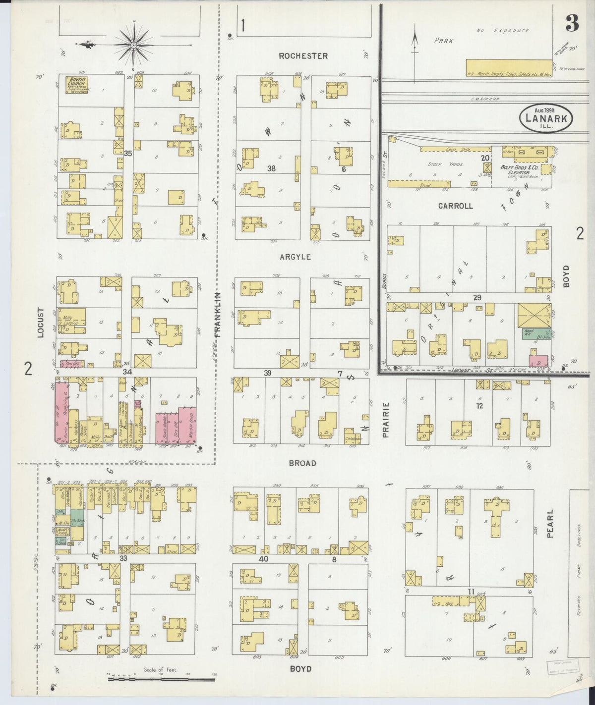 Sanborn Fire Insurance Map from Lanark, Carroll County, Illinois (1899), Sheet #0003 - Complete Map Set gallery image, historic Sanborn map, vintage wall art, Illinois Illinois