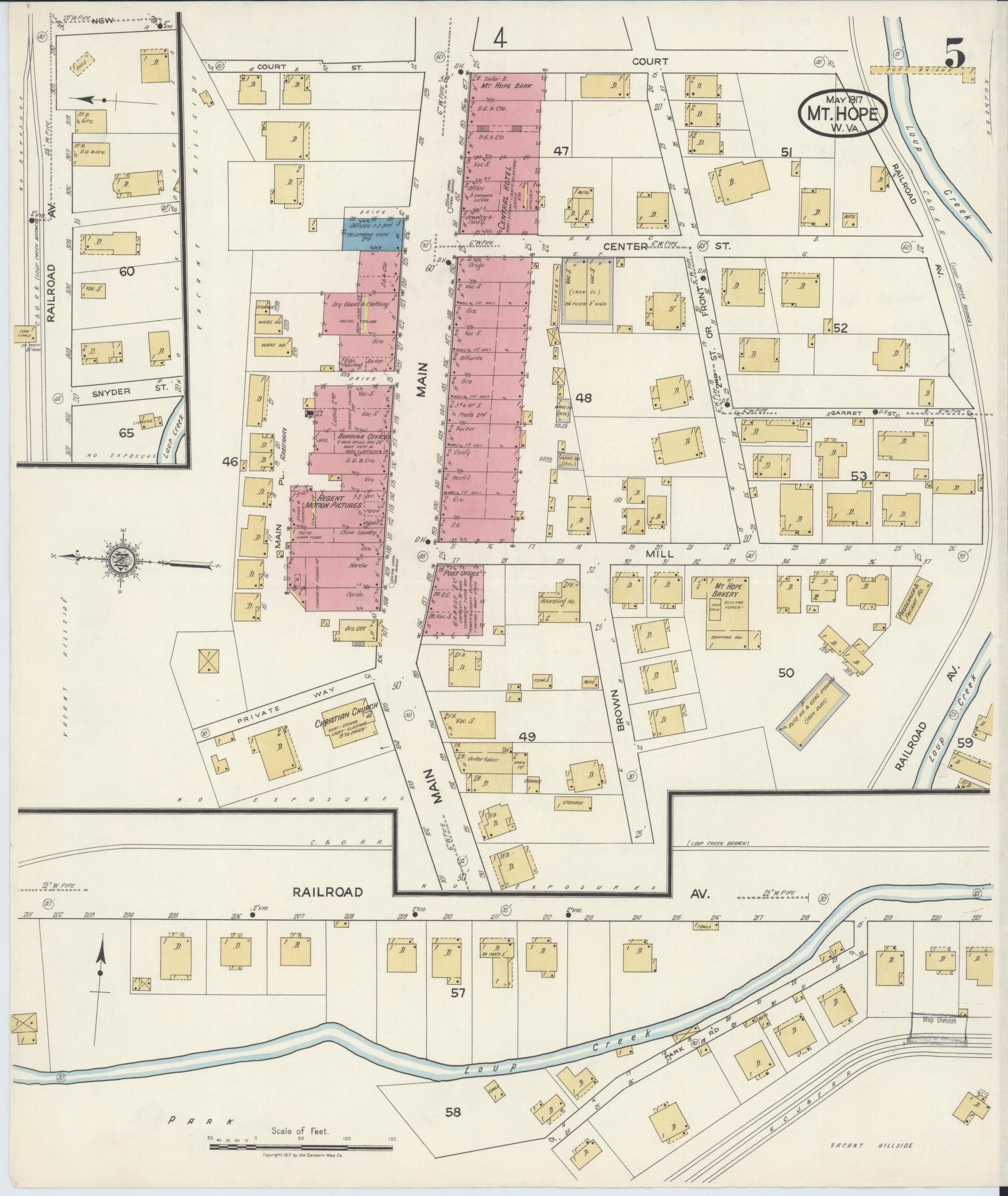 Sanborn Fire Insurance Map from Mount Hope, Fayette County, West Virginia (1917), Sheet #0005 - Complete Map Set gallery image, historic Sanborn map, vintage wall art, West Virginia West Virginia