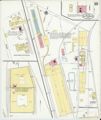 Sanborn Fire Insurance Map from Hattiesburg, Forrest County, Mississippi (1910), Sheet #0019 - Complete Map Set gallery image, historic Sanborn map, vintage wall art, Mississippi Mississippi