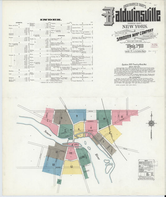 Sanborn Fire Insurance Map from Baldwinsville, Onondaga County, New York. (1911) – Historic Sanborn Fire Insurance Map Print