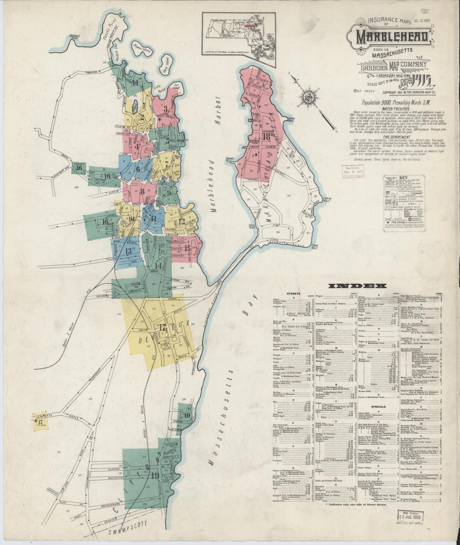 Sanborn Fire Insurance Map from Marblehead, Essex County, Massachusetts. (1915) – Historic Sanborn Fire Insurance Map Print