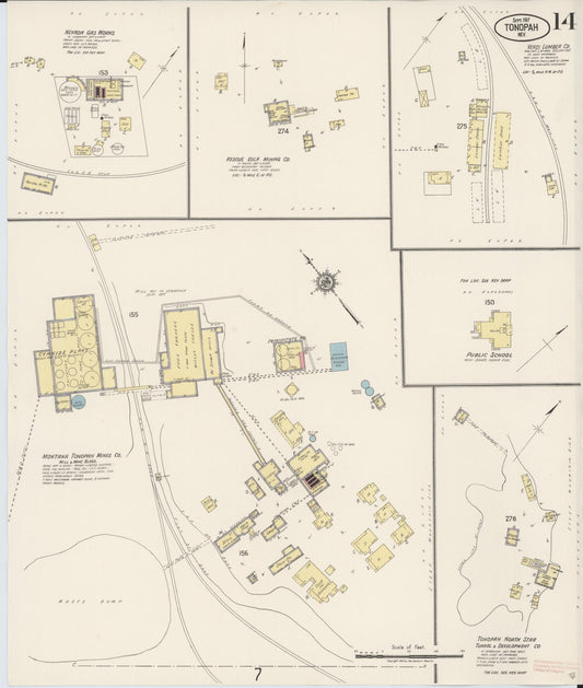 Sanborn Fire Insurance Map from Tonopah, Nye County, Nevada (1917), Sheet #0014 - Historic Sanborn Fire Insurance Map Print, vintage old map wall art, antique decor, genealogy gift, Nevada Nevada map