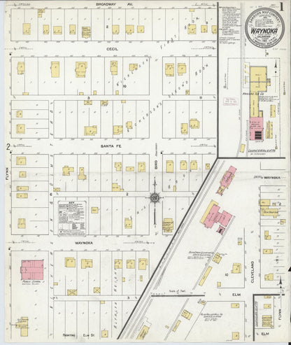 Sanborn Fire Insurance Map from Waynoka, Woods County, Oklahoma (1911), Sheet #0001 - Complete Map Set gallery image, historic Sanborn map, vintage wall art, Oklahoma Oklahoma
