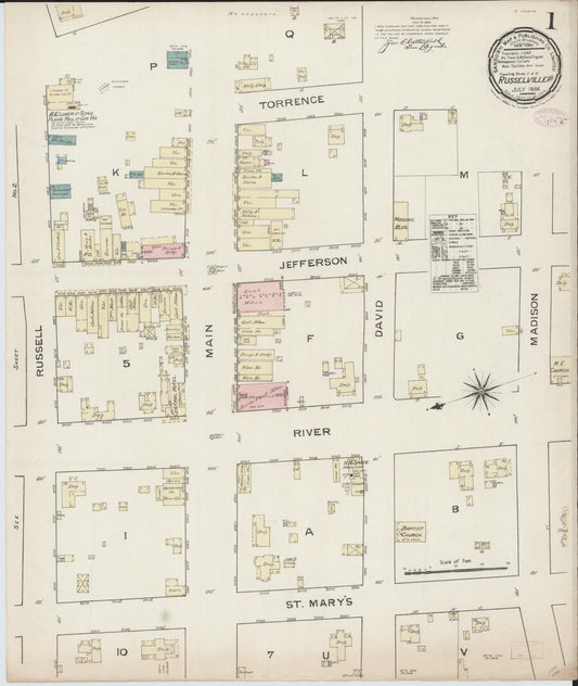 Sanborn Fire Insurance Map from Russellville, Pope County, Arkansas. (1886) – Historic Sanborn Fire Insurance Map Print
