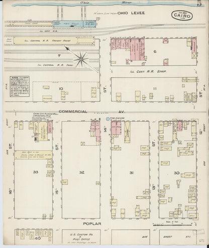 Sanborn Fire Insurance Map from Cairo, Alexander County, Illinois (1885), Sheet #0005 - Complete Map Set gallery image, historic Sanborn map, vintage wall art, Illinois Illinois