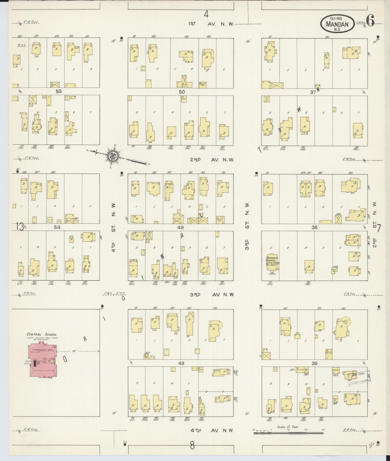 Sanborn Fire Insurance Map from Mandan, Morton County, North Dakota (1913), Sheet #0006 - Complete Map Set gallery image, historic Sanborn map, vintage wall art, North Dakota North Dakota