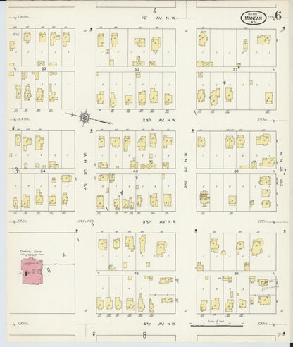 Sanborn Fire Insurance Map from Mandan, Morton County, North Dakota (1913), Sheet #0006 - Complete Map Set gallery image, historic Sanborn map, vintage wall art, North Dakota North Dakota
