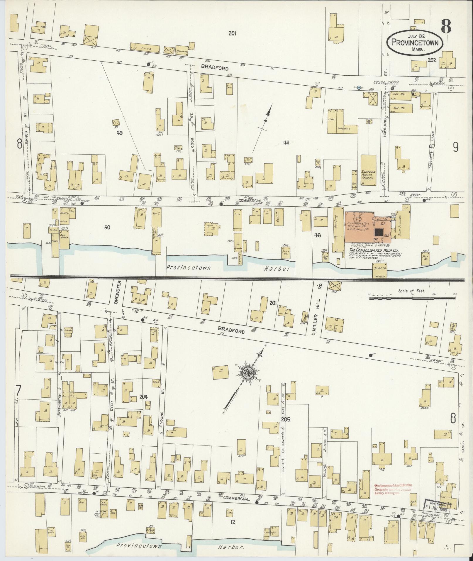 Sanborn Fire Insurance Map from Provincetown, Barnstable County, Massachusetts (1912), Sheet #0008 - Complete Map Set gallery image, historic Sanborn map, vintage wall art, Massachusetts Massachusetts