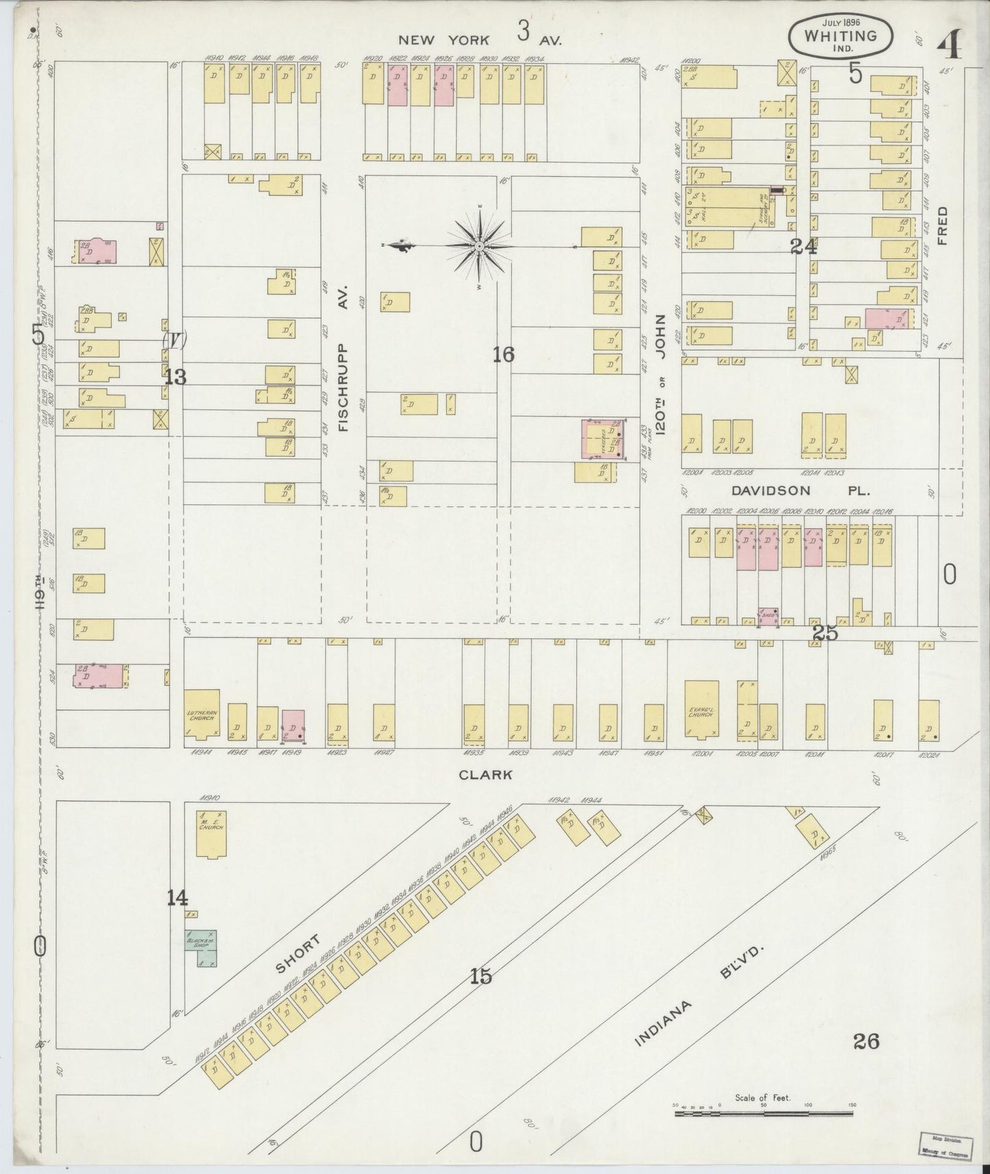 Sanborn Fire Insurance Map from Whiting, Lake County, Indiana (1896), Sheet #0004 - Complete Map Set gallery image, historic Sanborn map, vintage wall art, Indiana Indiana