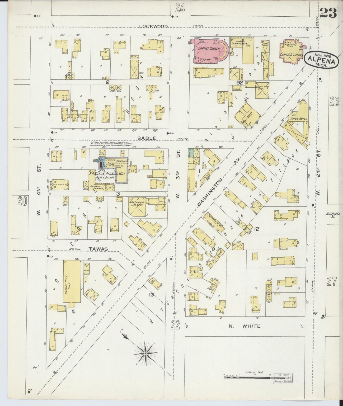 Sanborn Fire Insurance Map from Alpena, Alpena County, Michigan (1895), Sheet #0023 - Historic Sanborn Fire Insurance Map Print, vintage old map wall art, antique decor, genealogy gift, Michigan Michigan map