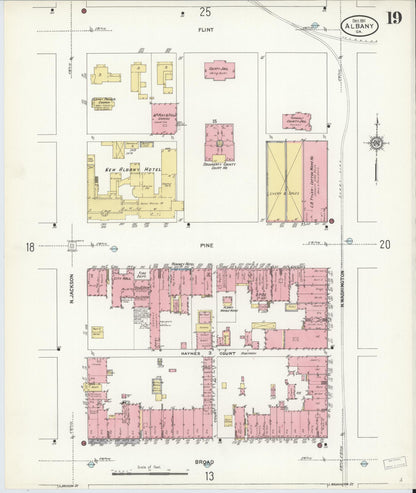 Sanborn Fire Insurance Map from Albany, Dougherty County, Georgia (1911), Sheet #0019 - Complete Map Set gallery image, historic Sanborn map, vintage wall art, Georgia Georgia