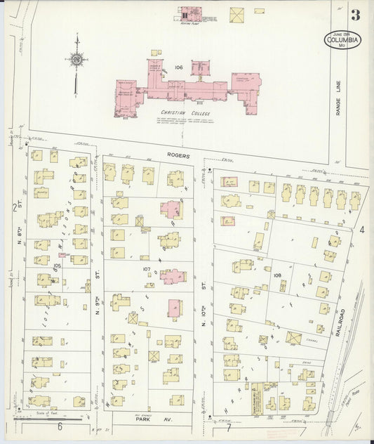 Sanborn Fire Insurance Map from Columbia, Boone County, Missouri (1914), Sheet #0003 - Historic Sanborn Fire Insurance Map Print, vintage old map wall art, antique decor, genealogy gift, Missouri Missouri map