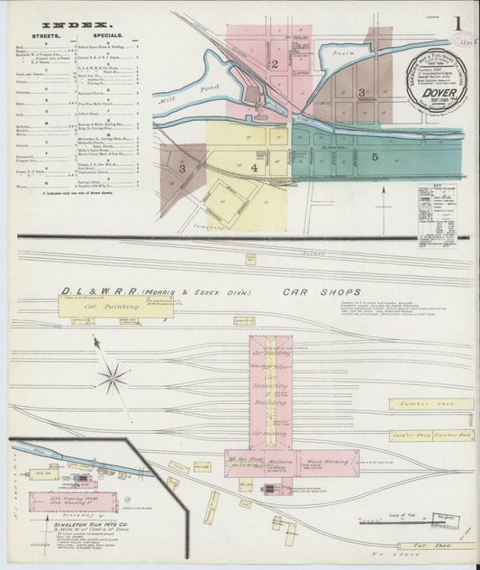 Sanborn Fire Insurance Map from Dover, Morris County, New Jersey (1886), Sheet #0001 - Complete Map Set gallery image, historic Sanborn map, vintage wall art, New Jersey New Jersey