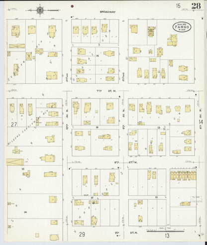 Sanborn Fire Insurance Map from Fargo, Cass County, North Dakota (1910), Sheet #0028 - Complete Map Set gallery image, historic Sanborn map, vintage wall art, North Dakota North Dakota
