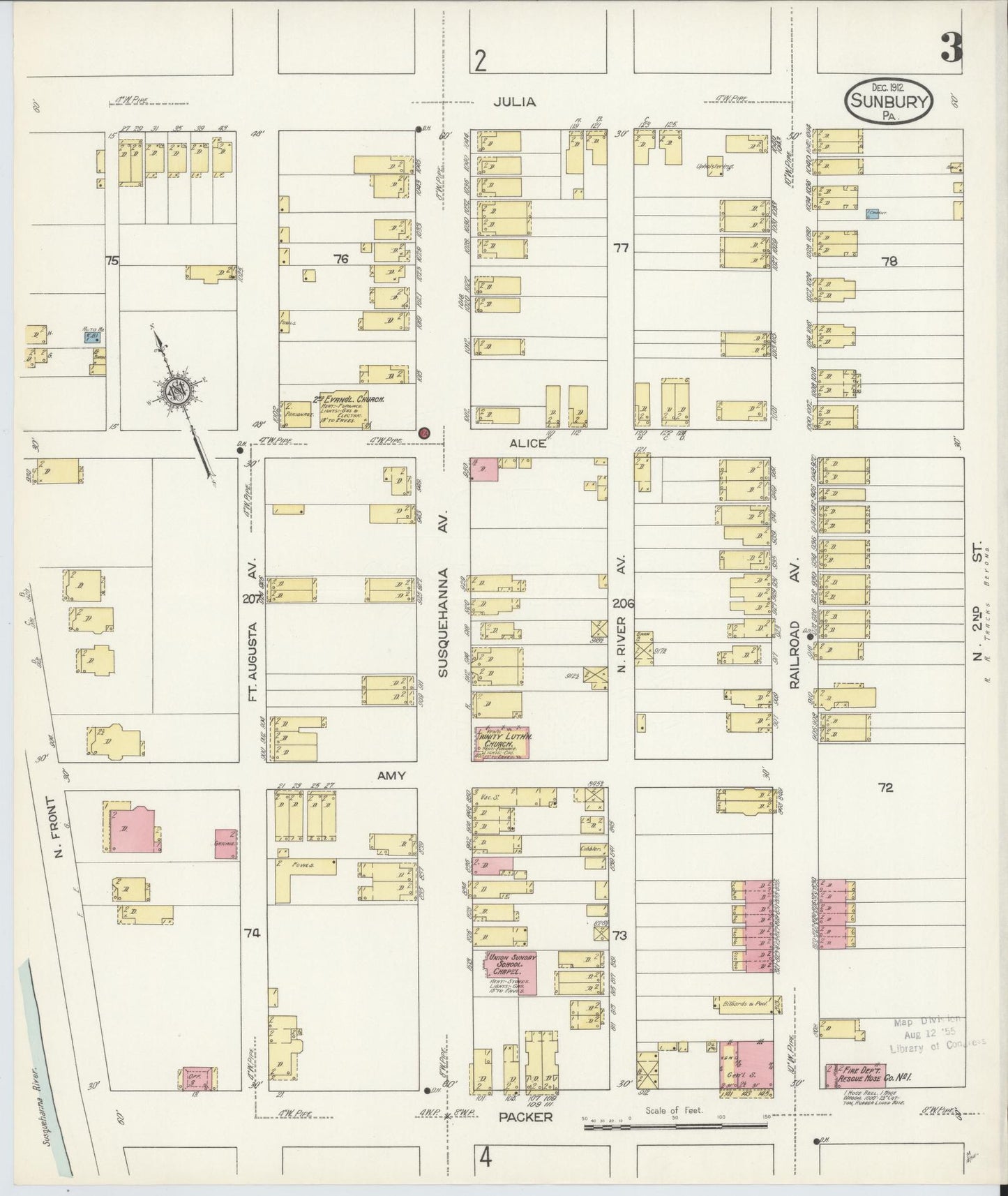 Sanborn Fire Insurance Map from Sunbury, Northumberland County, Pennsylvania (1912), Sheet #0003 - Complete Map Set gallery image, historic Sanborn map, vintage wall art, Pennsylvania Pennsylvania