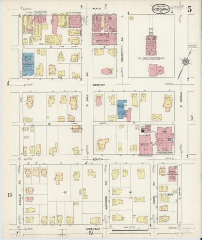 Sanborn Fire Insurance Map from Ridgway, Elk County, Pennsylvania (1915), Sheet #0005 - Historic Sanborn Fire Insurance Map Print, vintage old map wall art, antique decor, genealogy gift, Pennsylvania Pennsylvania map
