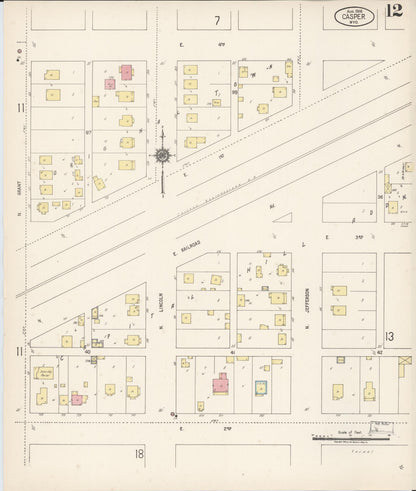 Sanborn Fire Insurance Map from Casper, Natrona County, Wyoming (1918), Sheet #0012 - Complete Map Set gallery image, historic Sanborn map, vintage wall art, Wyoming Wyoming