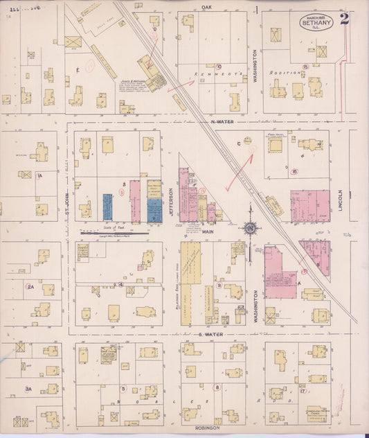 Sanborn Fire Insurance Map from Bethany, Moultrie County, Illinois (1922), Sheet #0002 - Historic Sanborn Fire Insurance Map Print, vintage old map wall art, antique decor, genealogy gift, Illinois Illinois map