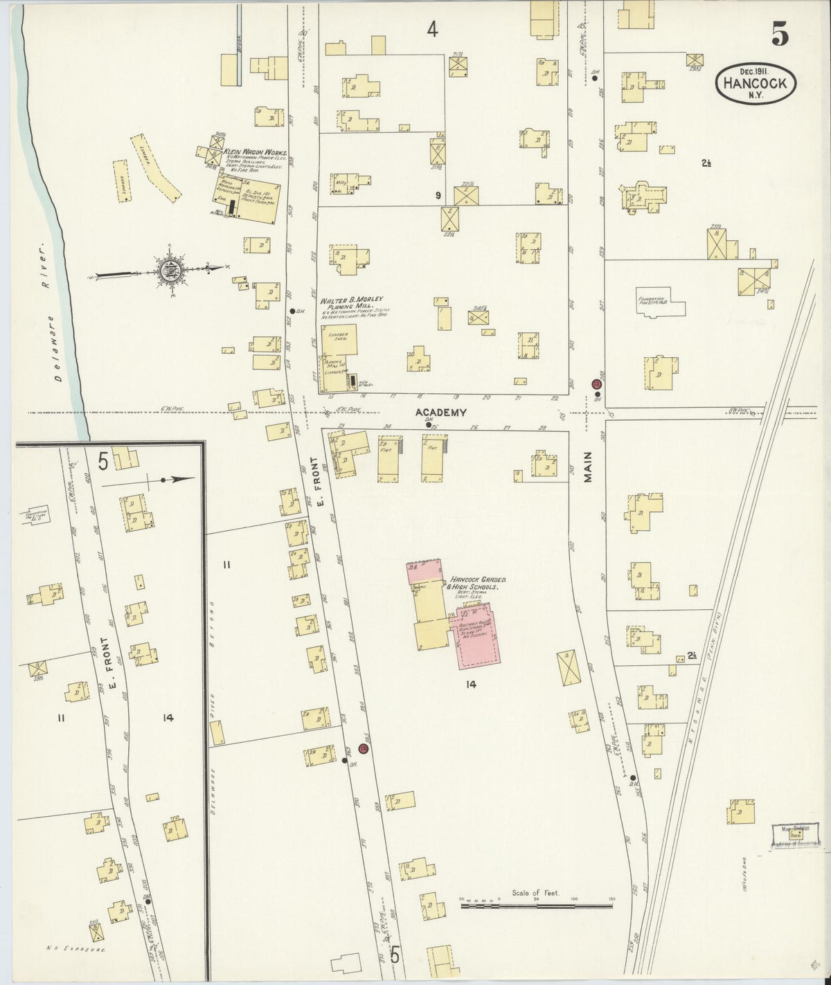 Sanborn Fire Insurance Map from Hancock, Delaware County, New York (1911), Sheet #0005 - Historic Sanborn Fire Insurance Map Print, vintage old map wall art, antique decor, genealogy gift, Hancock Delaware map