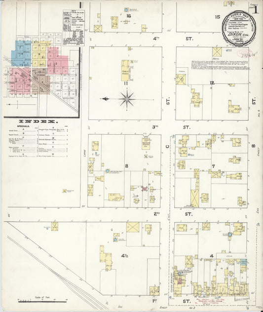 Sanborn Fire Insurance Map from Dixon, Solano County, California (1891), Sheet #0001 - Complete Map Set gallery image, historic Sanborn map, vintage wall art, California California
