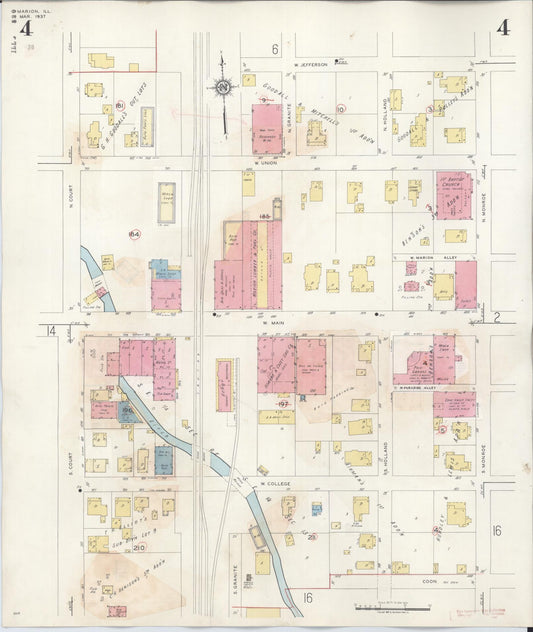 Sanborn Fire Insurance Map from Marion, Williamson County, Illinois (1946), Sheet #0004 - Historic Sanborn Fire Insurance Map Print, vintage old map wall art, antique decor, genealogy gift, Illinois Illinois map