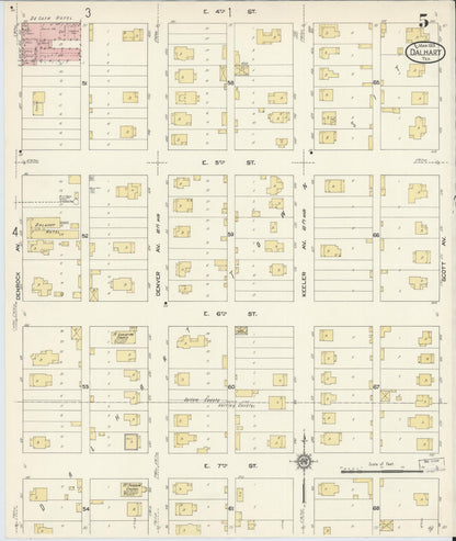 Sanborn Fire Insurance Map from Dalhart, Dallam And Hartley County, Texas (1913), Sheet #0005 - Complete Map Set gallery image, historic Sanborn map, vintage wall art, Texas Texas