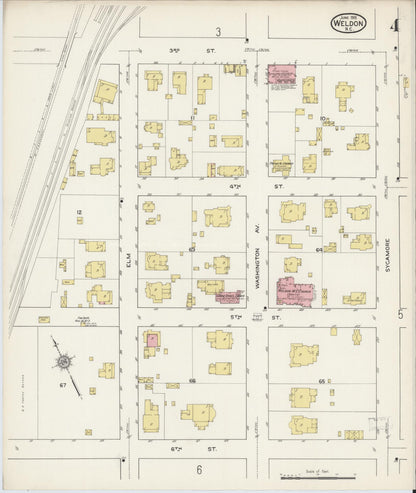 Sanborn Fire Insurance Map from Weldon, Halifax County, North Carolina (1915), Sheet #0004 - Historic Sanborn Fire Insurance Map Print, vintage old map wall art, antique decor, genealogy gift, North Carolina North Carolina map
