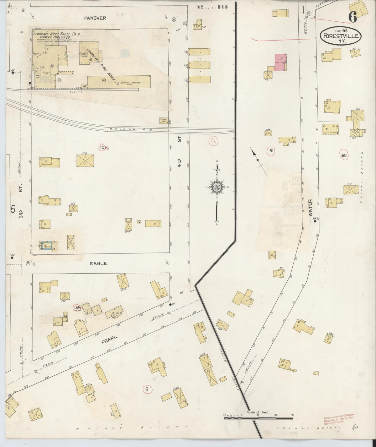 Sanborn Fire Insurance Map from Forestville, Chautauqua County, New York (1941), Sheet #0006 - Historic Sanborn Fire Insurance Map Print, vintage old map wall art, antique decor, genealogy gift, New York New York map