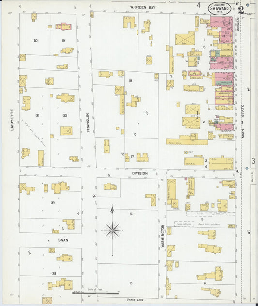 Sanborn Fire Insurance Map from Shawano, Shawano County, Wisconsin (1901), Sheet #0002 - Historic Sanborn Fire Insurance Map Print, vintage old map wall art, antique decor, genealogy gift, Wisconsin Wisconsin map