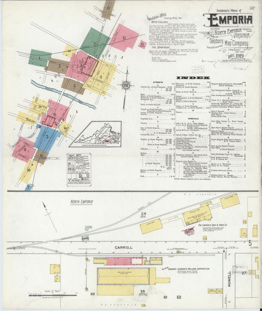 Sanborn Fire Insurance Map from Emporia, Independent Cities, Virginia. (1919) – Historic Sanborn Fire Insurance Map Print
