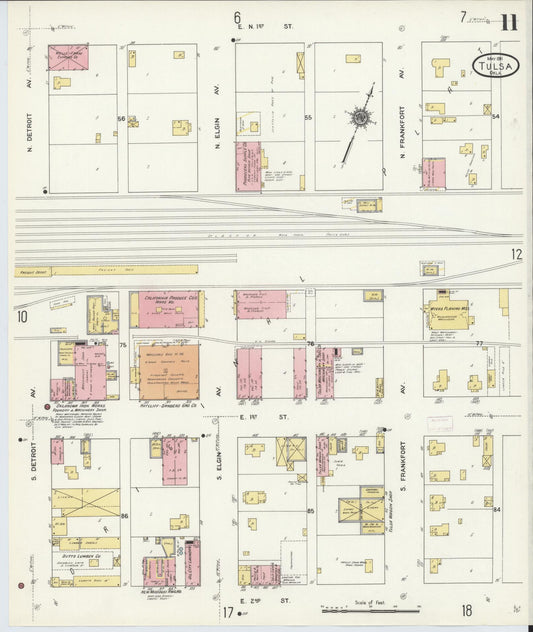 Sanborn Fire Insurance Map from Tulsa, Tulsa County, Oklahoma (1911), Sheet #0011 - Historic Sanborn Fire Insurance Map Print, vintage old map wall art, antique decor, genealogy gift, Oklahoma Oklahoma map