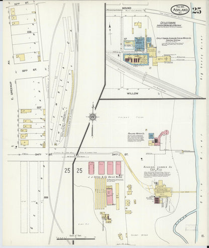 Sanborn Fire Insurance Map from Ashland, Boyd County, Kentucky (1912), Sheet #0025 - Complete Map Set gallery image, historic Sanborn map, vintage wall art, Kentucky Kentucky