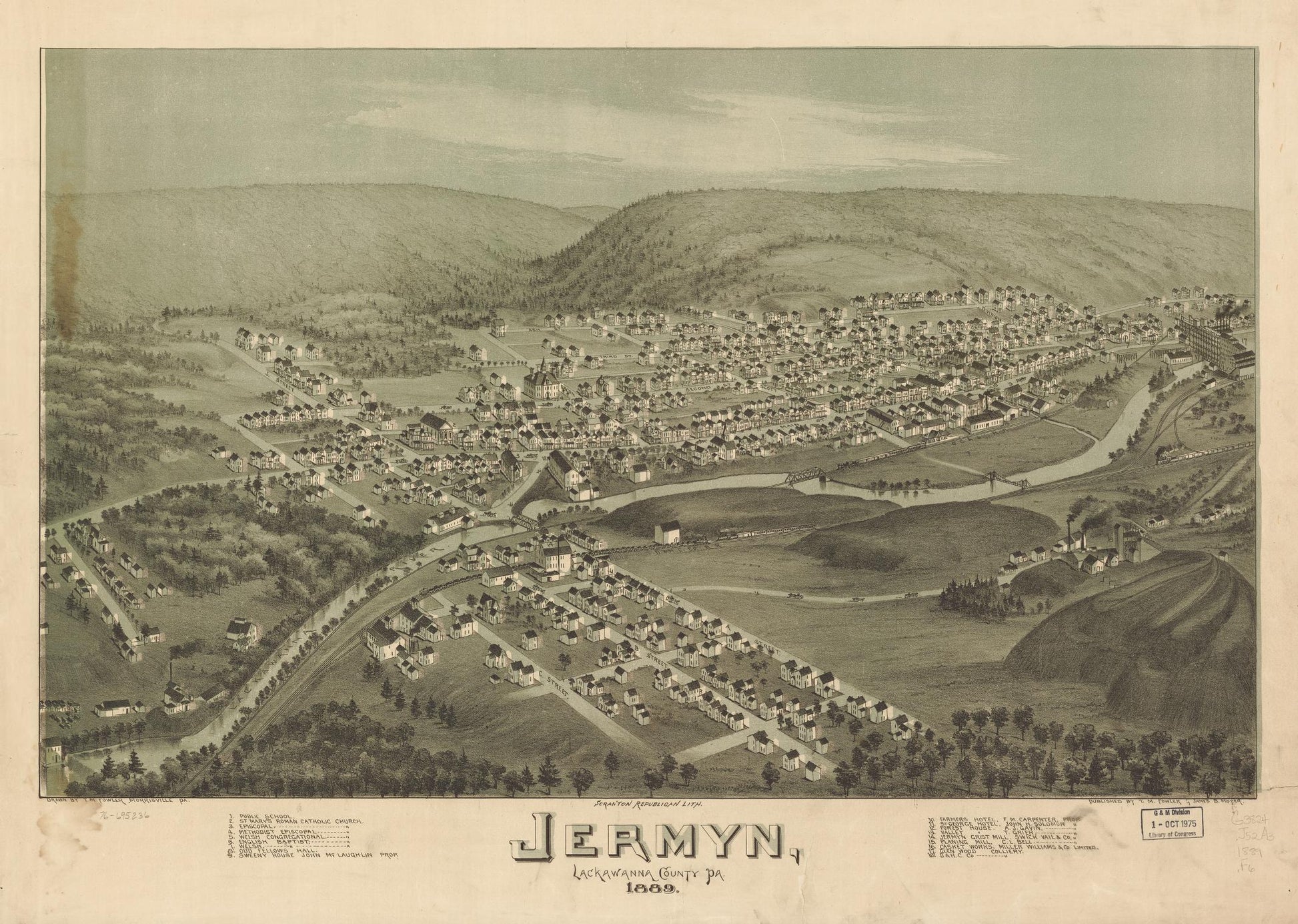 Jermyn, Lackawanna County, Pa. (1889) – Historic Bird’s-Eye View Panorama Print