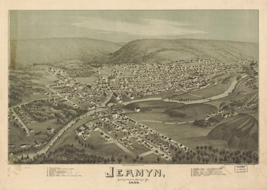 Jermyn, Lackawanna County, Pa. (1889) – Historic Bird’s-Eye View Panorama Print