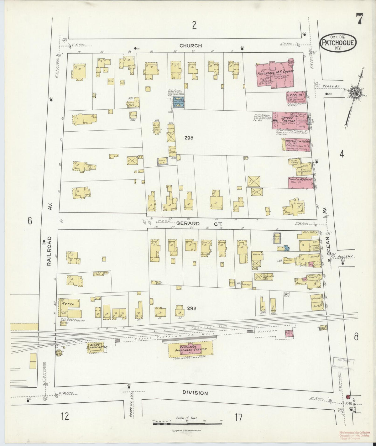 Sanborn Fire Insurance Map from Patchogue, Suffolk County, New York (1916), Sheet #0007 - Complete Map Set gallery image, historic Sanborn map, vintage wall art, New York New York