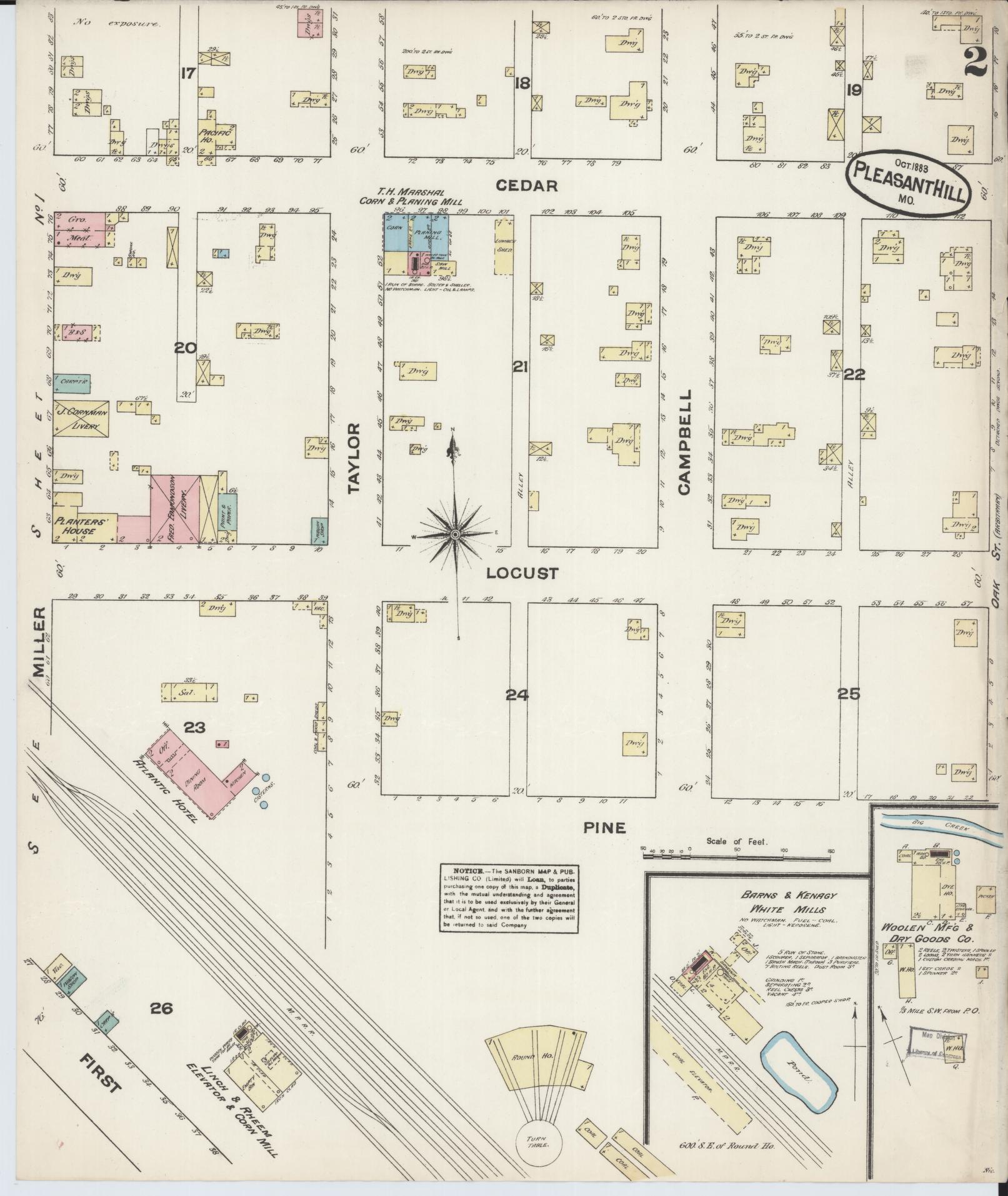 Sanborn Fire Insurance Map from Pleasant Hill, Cass County, Missouri (1883), Sheet #0002 - Historic Sanborn Fire Insurance Map Print, vintage old map wall art, antique decor, genealogy gift, Missouri Missouri map