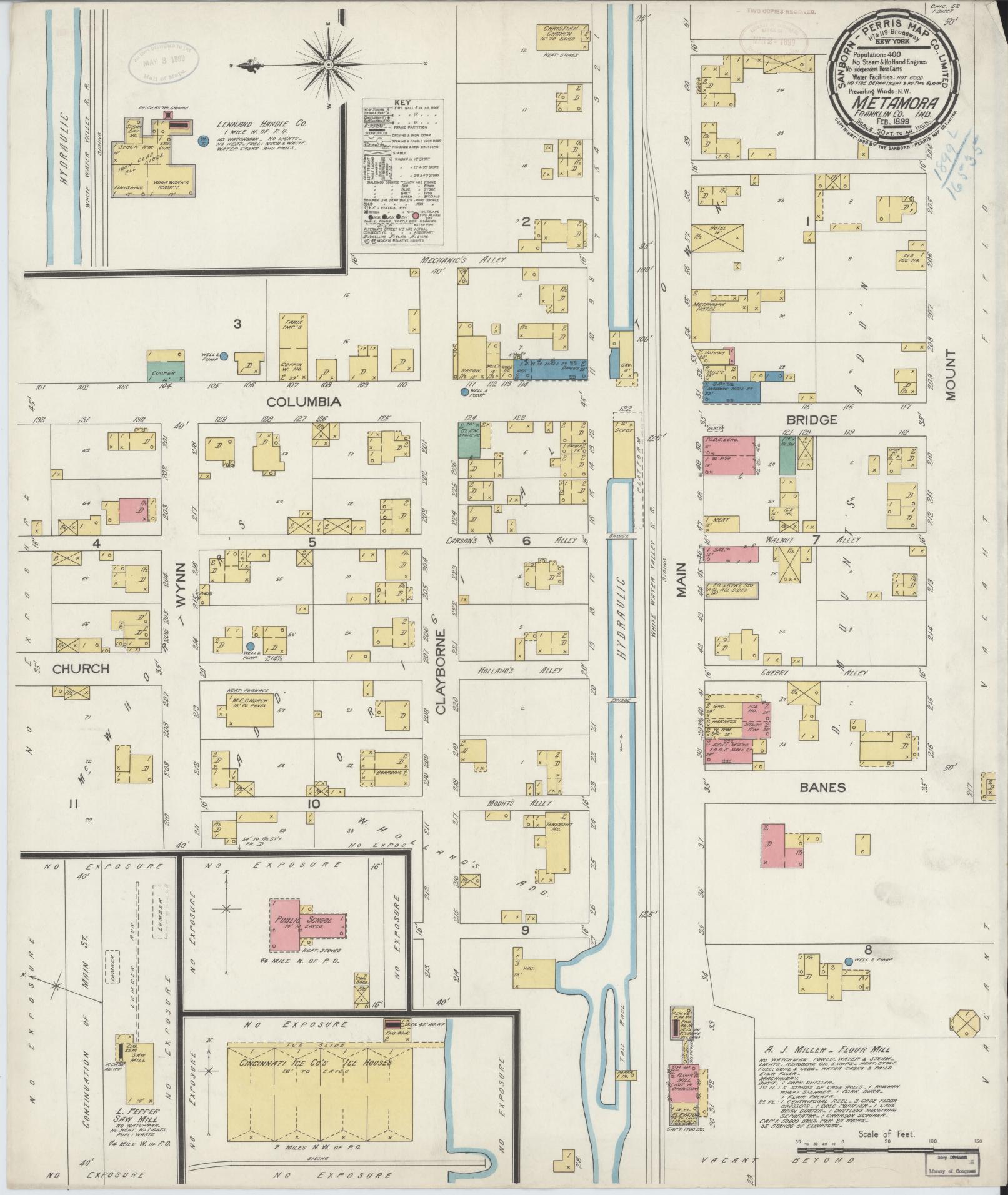 Sanborn Fire Insurance Map from Metamora, Franklin County, Indiana. (1899) – Historic Sanborn Fire Insurance Map Print