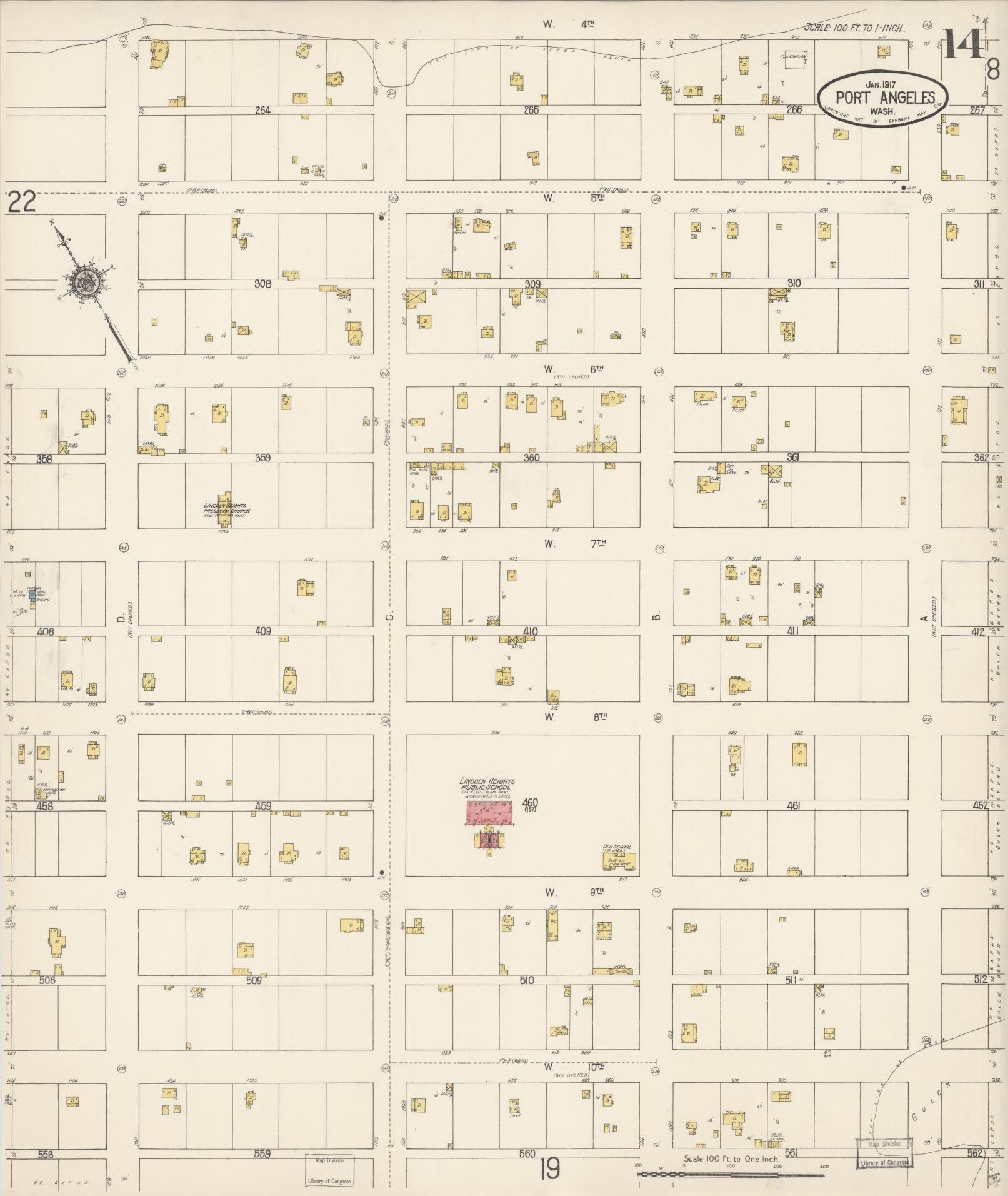 Sanborn Fire Insurance Map from Port Angeles, Clallam County, Washington (1917), Sheet #0014 - Complete Map Set gallery image, historic Sanborn map, vintage wall art, Washington Washington