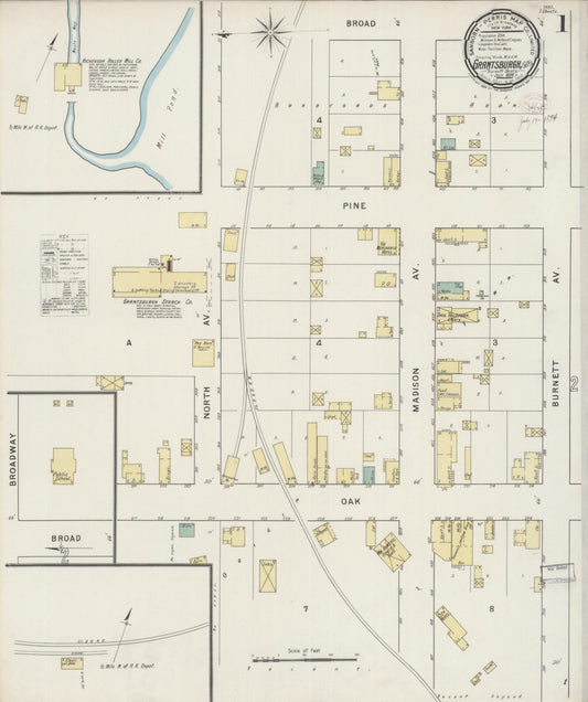 Sanborn Fire Insurance Map from Grantsburg, Burnett County, Wisconsin (1894), Sheet #0001 - Complete Map Set gallery image, historic Sanborn map, vintage wall art, Wisconsin Wisconsin
