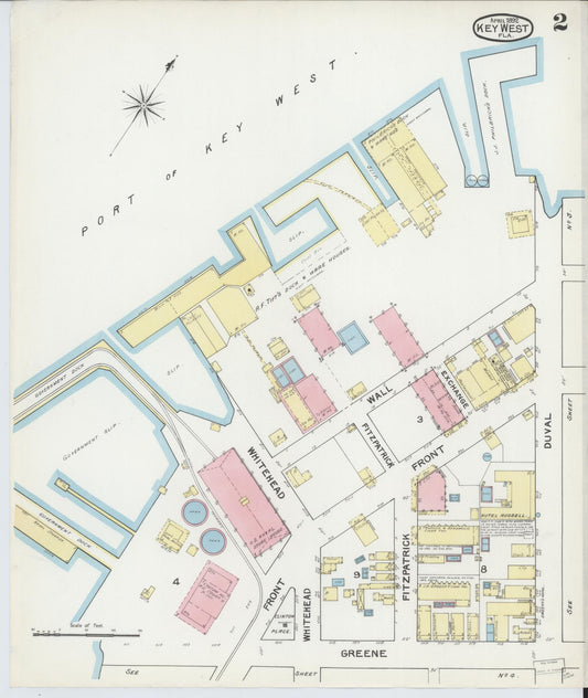 Sanborn Fire Insurance Map from Key West, Monroe County, Florida (1892), Sheet #0002 - Historic Sanborn Fire Insurance Map Print, vintage old map wall art, antique decor, genealogy gift, Florida Florida map