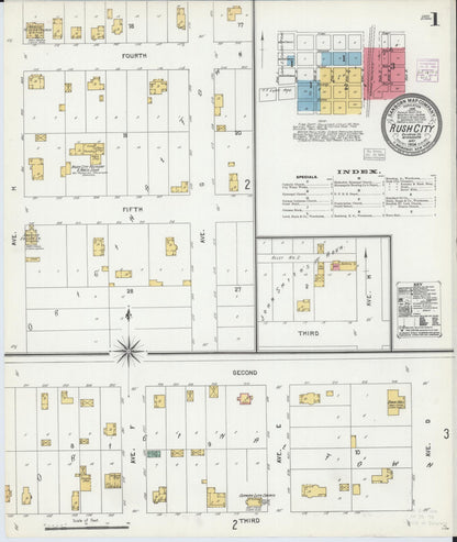 Sanborn Fire Insurance Map from Rush City, Chisago County, Minnesota (1904), Sheet #0001 - Historic Sanborn Fire Insurance Map Print, vintage old map wall art, antique decor, genealogy gift, Minnesota Minnesota map