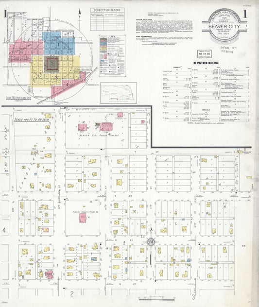 Sanborn Fire Insurance Map from Beaver City, Furnas County, Nebraska (1936), Sheet #0001 - Complete Map Set gallery image, historic Sanborn map, vintage wall art, Nebraska Nebraska
