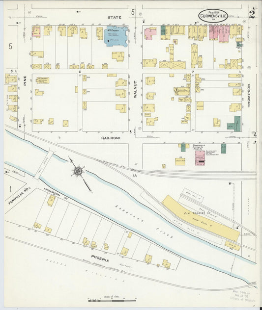 Sanborn Fire Insurance Map from Curwensville, Clearfield County, Pennsylvania (1910), Sheet #0002 - Historic Sanborn Fire Insurance Map Print, vintage old map wall art, antique decor, genealogy gift, Pennsylvania Pennsylvania map