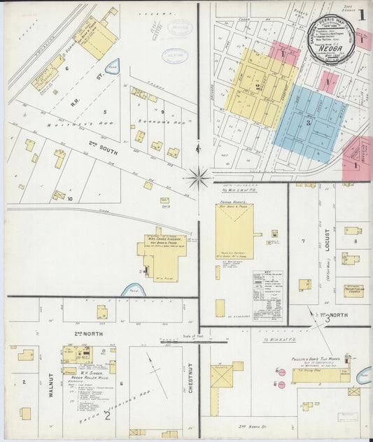 Sanborn Fire Insurance Map from Neoga, Cumberland County, Illinois (1898), Sheet #0001 - Historic Sanborn Fire Insurance Map Print, vintage old map wall art, antique decor, genealogy gift, Illinois Illinois map